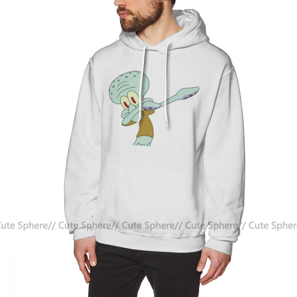 Толстовка с капюшоном Squidward Dab, мужские толстовки, хлопковый пуловер с капюшоном, свободные, большие, белые, Осенние, длинные, модные толстовки с капюшоном - Цвет: White