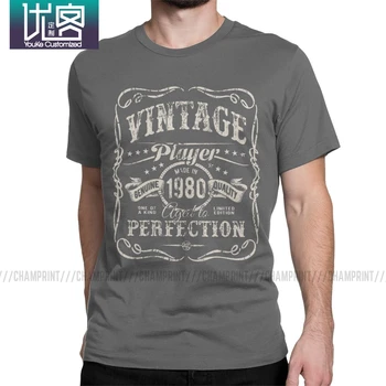 

Vintage Made In 1980 T-Shirts Men 40 Yeas 40th Old Birthday Gift Casual Pure Cotton Tee Shirt Short Sleeve T Shirt Plus Size