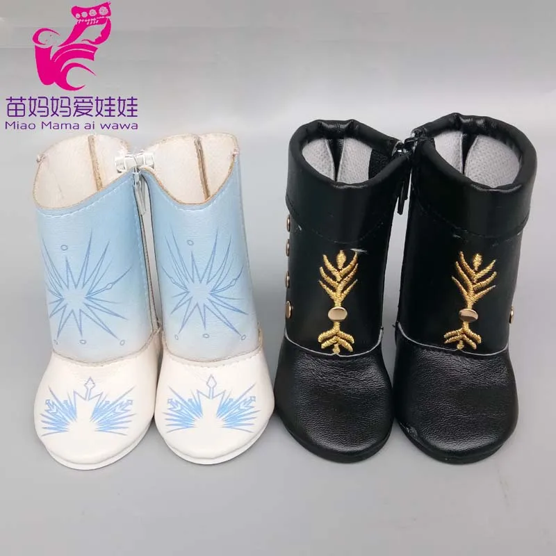 Black Doll Boots For 43cm Baby Doll Shoes Sneackers Fit For 18 Inch Girl Anna Elsa Doll Boots