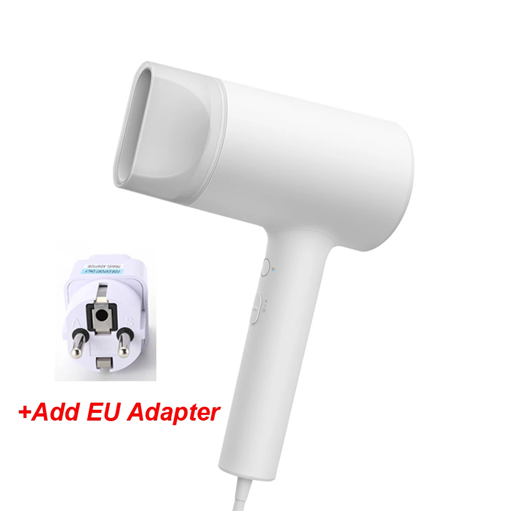 Xiaomi mijia 1800 Вт водяной ионный Электрический Фен профессиональный Быстросохнущий низкий уровень шума портативный фен для волос для дома и путешествий - Цвет: Add EU Adapter