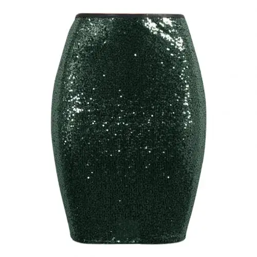 Dark Green Модная сексуальная блестящая женская однотонная облегающая юбка для ночного клуба Женская черная юбка с высокой талией - Цвет: Dark Green
