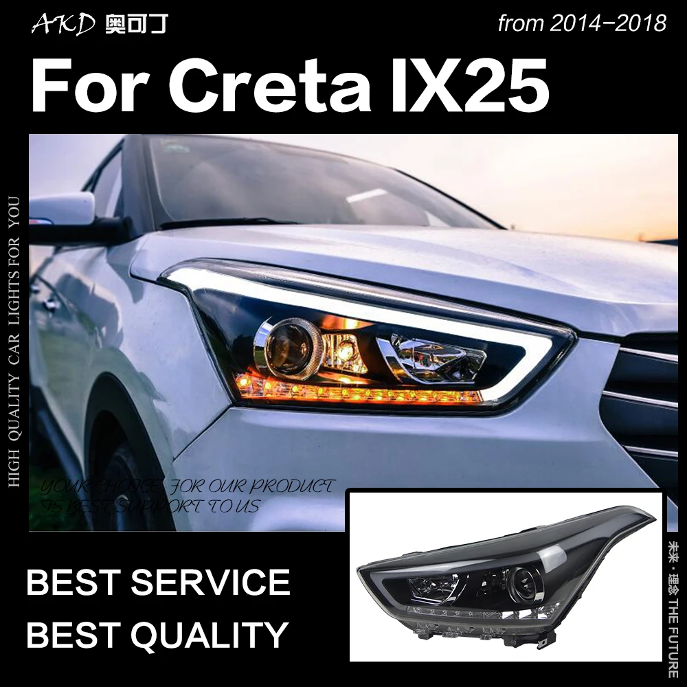 АКД стайлинга автомобилей фара для Hyundai Creta фары IX25 светодиодный фар Динамический