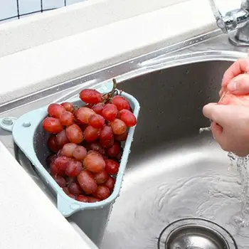 

Kitchen Triangular Sink Strainer Drain Vegetable Fruit Drainer Basket Suction Cup Sponge Rack Storage Tool Sink Filter Shelf