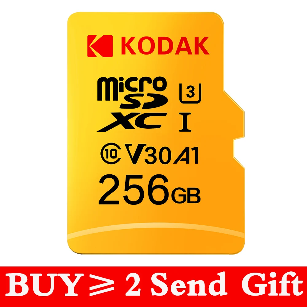 KODAK-carte Micro SD, 16 go/32 go/64 go/128 go/256 go/512 go, classe 10, U1 TF, U3, mémoire Flash, compatible 4K, UHS-I