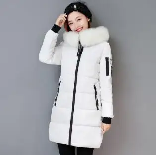 Новая зимняя Женская куртка, Новая женская парка, пальто feminina, длинный пуховик размера плюс, длинный пуховик с капюшоном, Женская куртка - Цвет: white