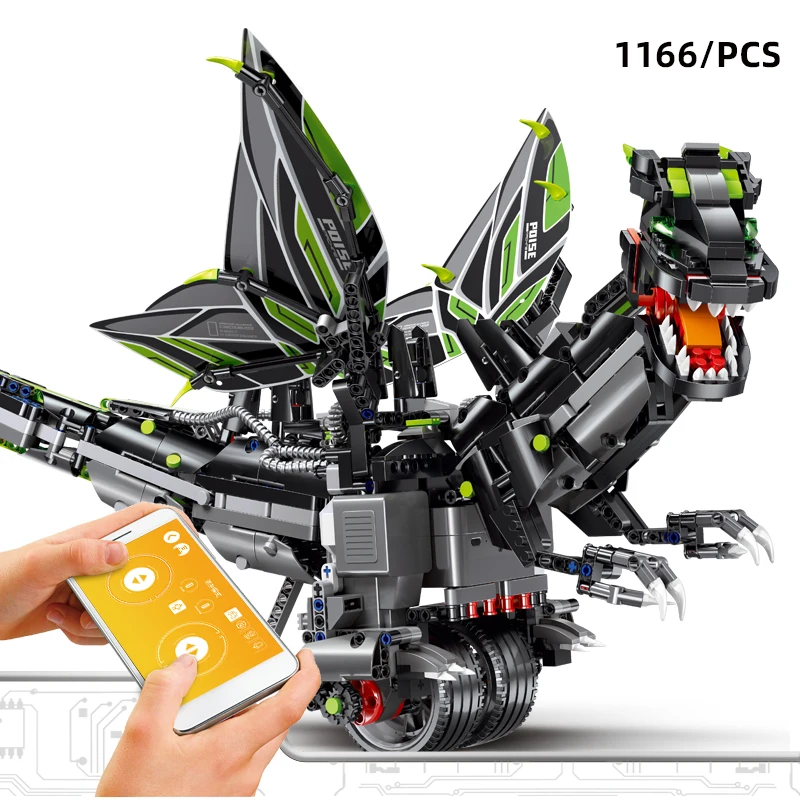 

RC Dinosaur Building Blocks Intelligent Balance Programming Dinosaur Block Electric Remote Control Bricks Toy For Kid Compatible