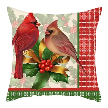 

Fuwatacchi Merry Christmas Cushion Cover Bird Short plush Pillowcase Sofa Upholstery Pillows Home Decoration Cushion Cover