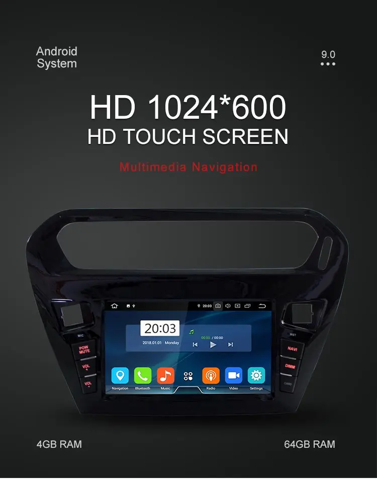 Perfect Besina Android 9.0 Car DVD Player For peugeot 301 Citroen Elysee Radio 2013 2014 2015 2016 Multimedia GPS Navi WIFI Octa C 1