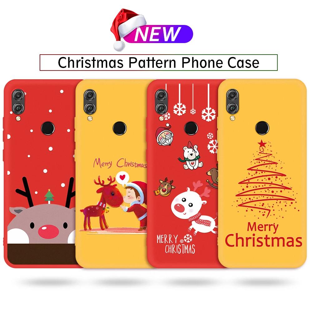 

2020 Case For Huawei Honor 9X Pro 10 Lite 20 8X Silicone Cover Capa For Huawei P30 P20 Lite Christmas Cartoon Santa Snowman Case