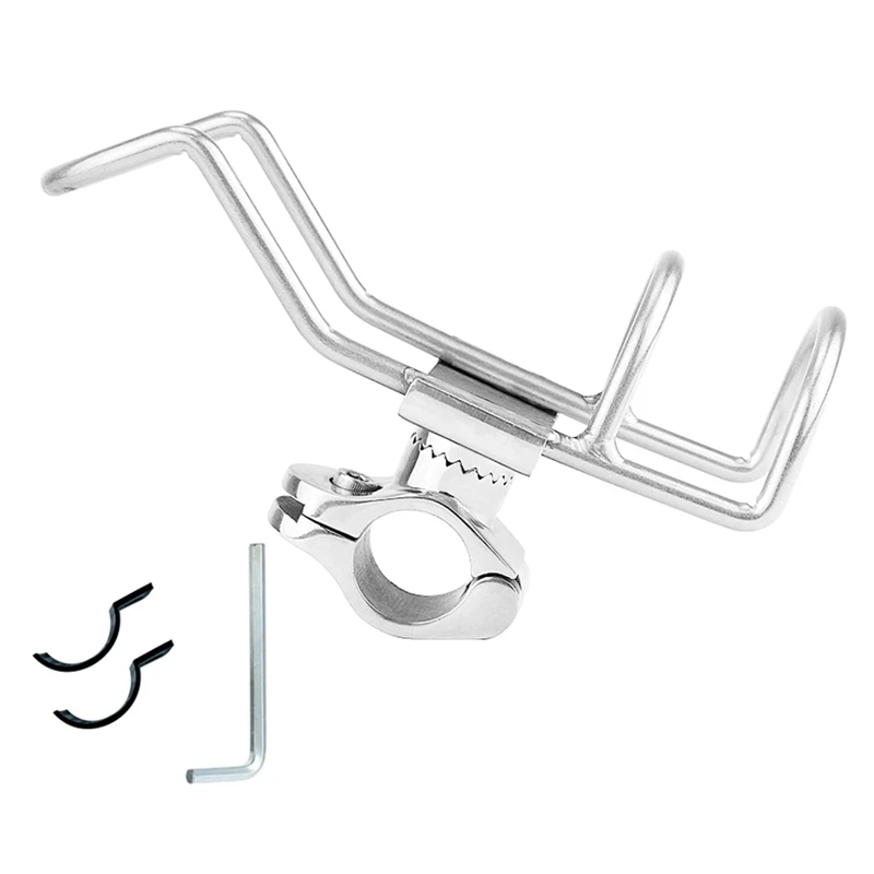 316 Stainless Steel Rail Mounted Clamp on Rod Holder Double Wire Steel