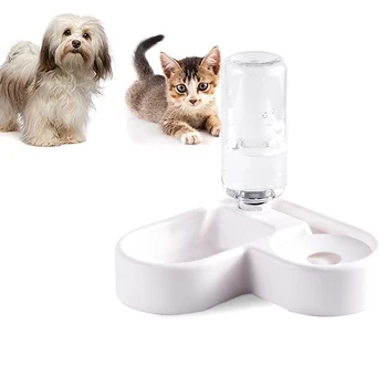 

Corner Pet Bowl Dog Feeder Cat Food Basin Bowl With Automatic Water Dispenser Fountain Pet Supplies Stainless Steel Double Bowl
