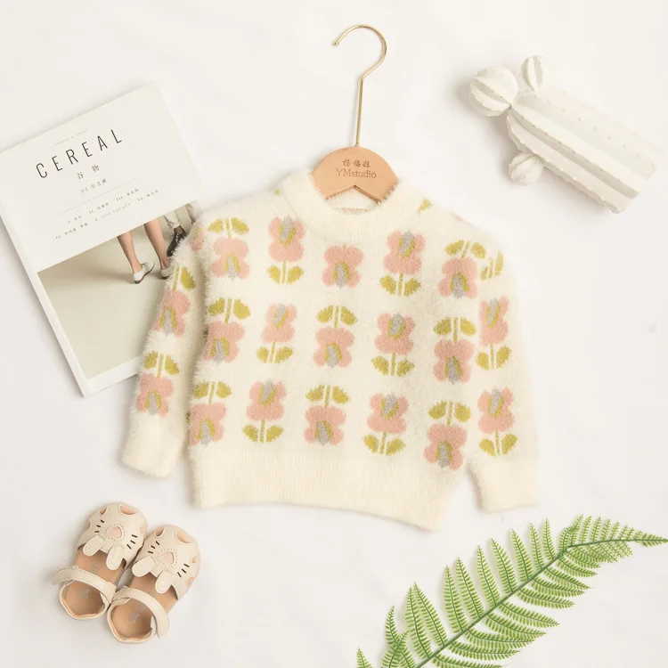 

Ymkids Korean-style Autumn And Winter Kids' Sweater Girls Flower Pullover Knitting Shirt Small CHILDREN'S T001