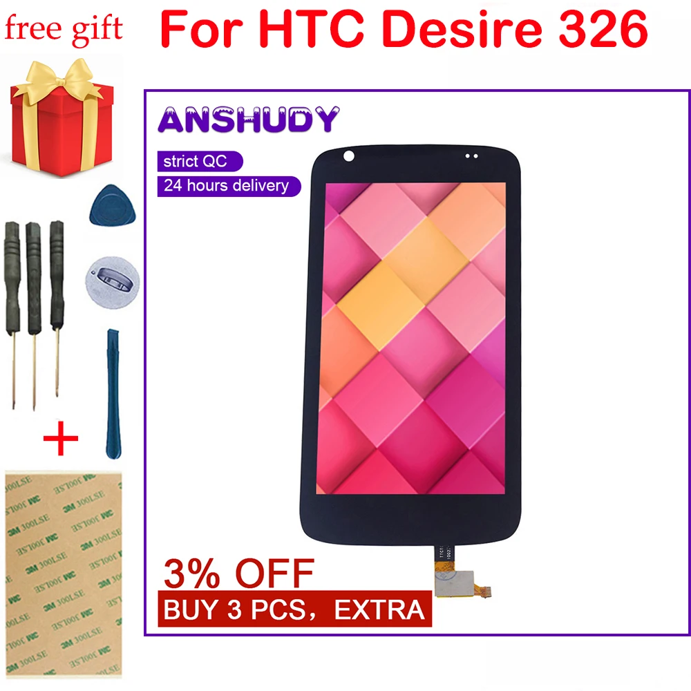 Для HTC Desire 326 ЖК дисплей кодирующий преобразователь сенсорного экрана в сборе для