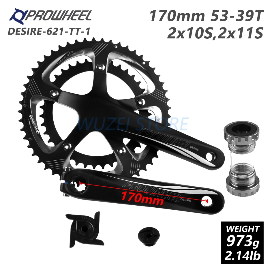 PROWHEEL дорожный полый двойной шатун цепи 50 T-34 T 53 T-39 T 170 мм Кривошип 110/130 BCD Нижний Кронштейн Запчасти для дорожного велосипеда - Цвет: DESIRE-621-TT-1