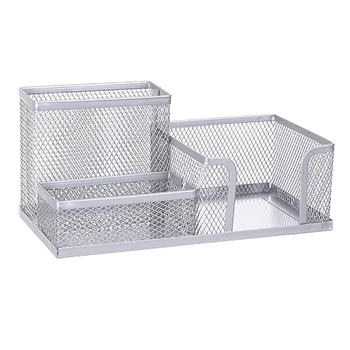 

NEW Metal Desktop Pen Holder Office Storage Box Pencil Desk Mesh Organizer