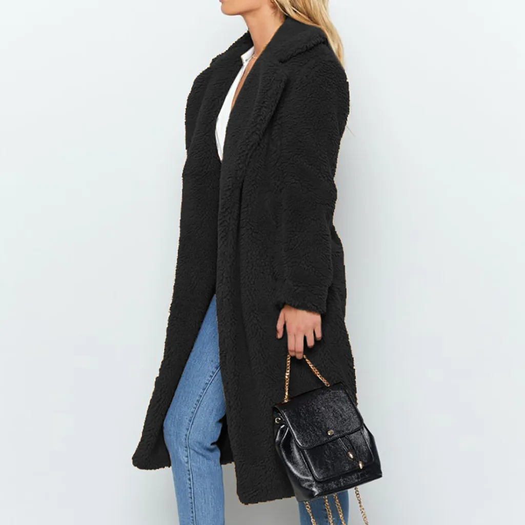 Зимние теплые пальто больших размеров, длинное однотонное пальто из искусственного меха, повседневная женская меховая куртка с длинными рукавами, верхняя одежда 19Sep24