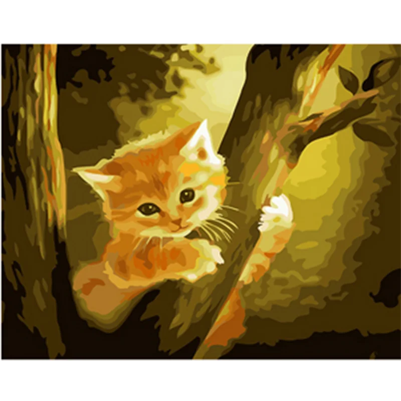 

Cat Oil Painting By Number Animal Coloring HandPainted Acrylic Painted Drawing Picture By Number DIY Kits Home Decoration Wall