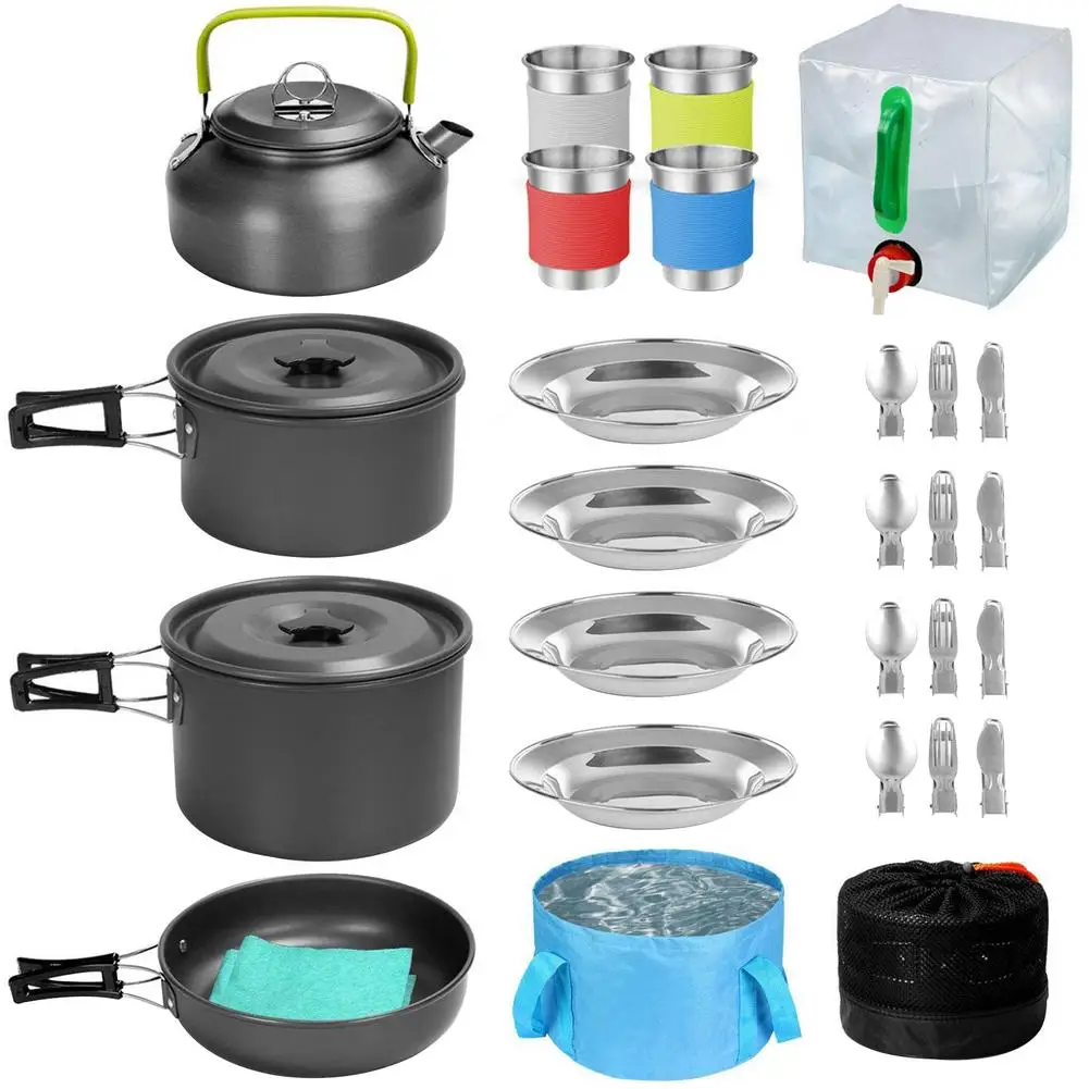 Outdoor Camping Cookware Kit Backpacking Hiking Picnic Cooking Equipment Pot Set 
