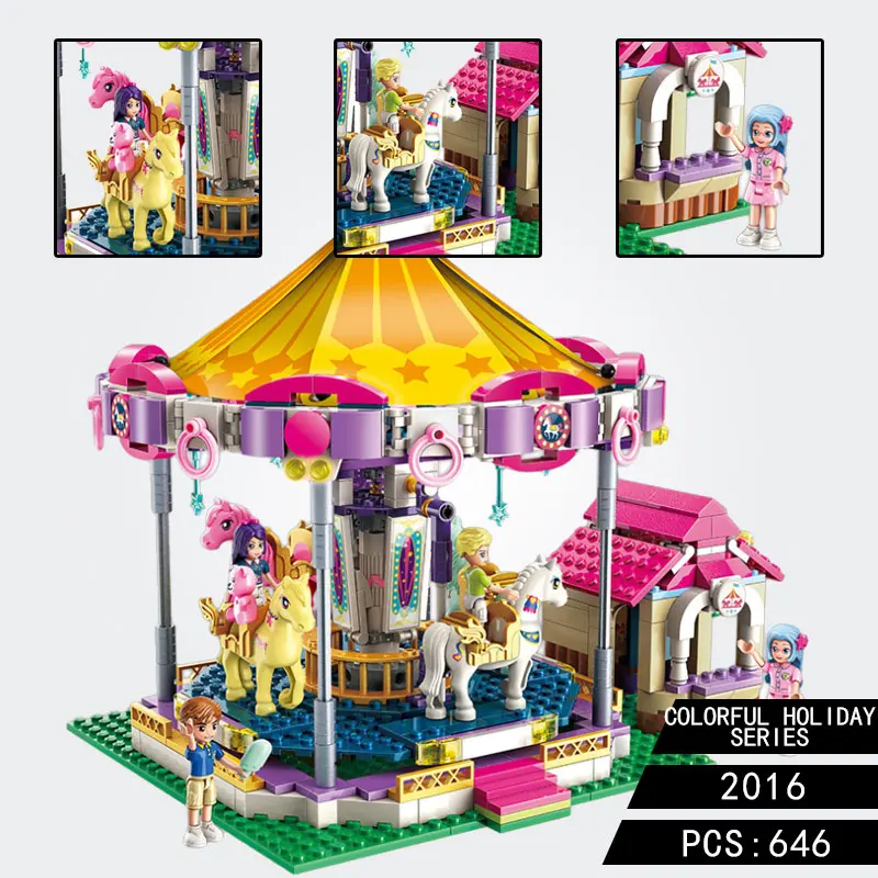 

Legoing Friends Figures Building Blocks Fantasy Carousel Model Educational Toys Compatible Set Friends Heartlake City for Girls