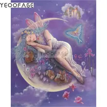 Сказочная Алмазная вышивка на заказ, полная квадратная круглая алмазная живопись «сделай сам» мозаика ручной работы 3d вышивка крестиком Кролик Луна изображения