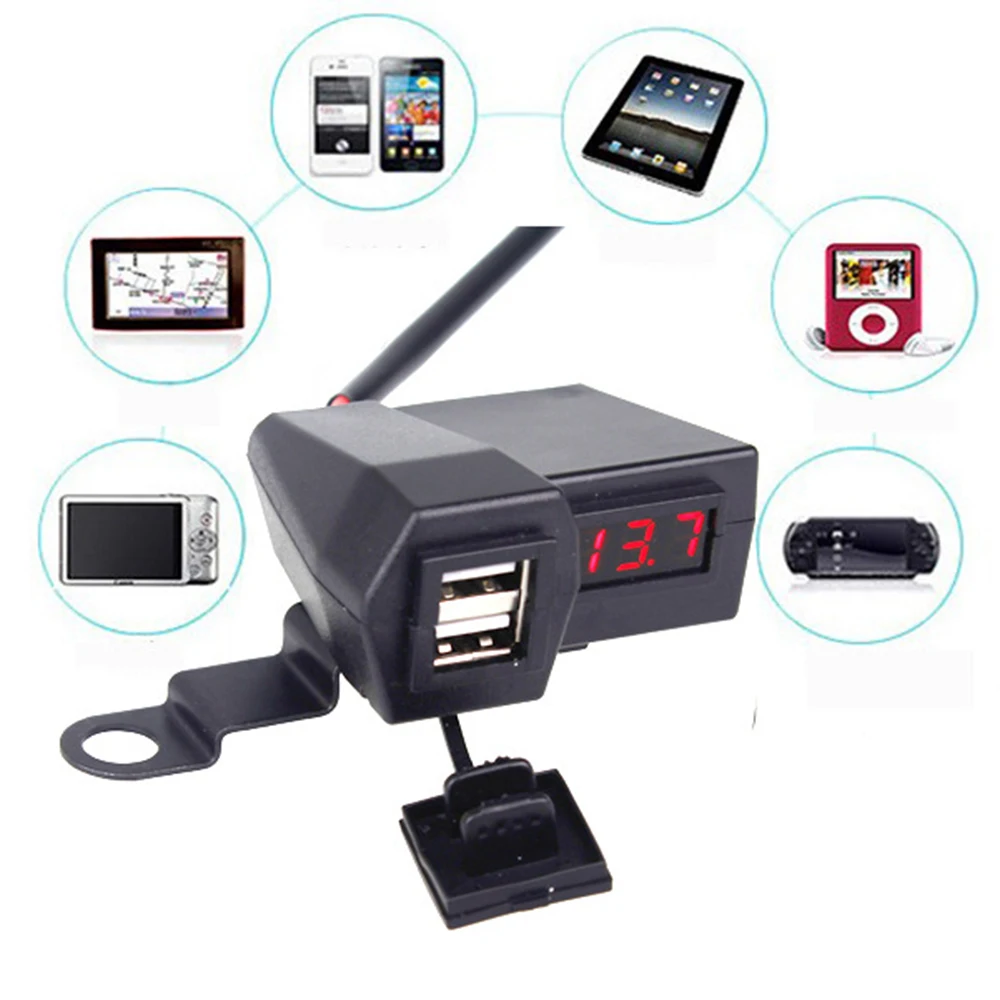 PP 4-в-1 2-24 V) Многофункциональная мотоцикл зарядных порта USB для автомобиля Зарядное устройство 30x28x62 мм с наружной резьбой