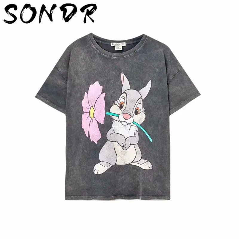 Summer Fashion T-shirt Women harajuku streetwear cartoon print Lion King O-neck loose angel tshirt Female Tops plus size