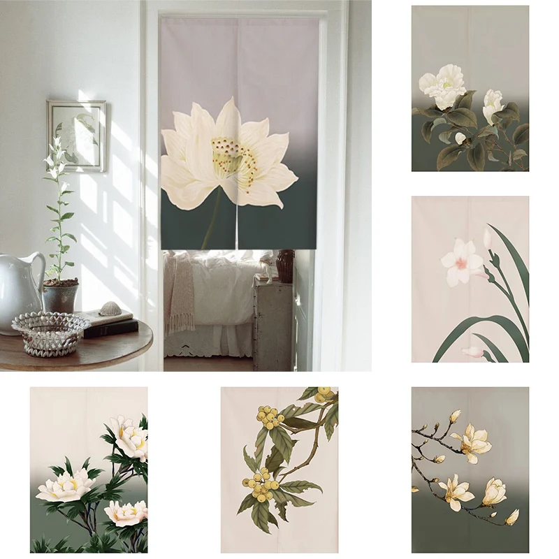 

Chinese Door Curtain Fabric Partition Curtain Household Bedroom Kitchen Curtain Toilet Half Panel Curtain Without Punching