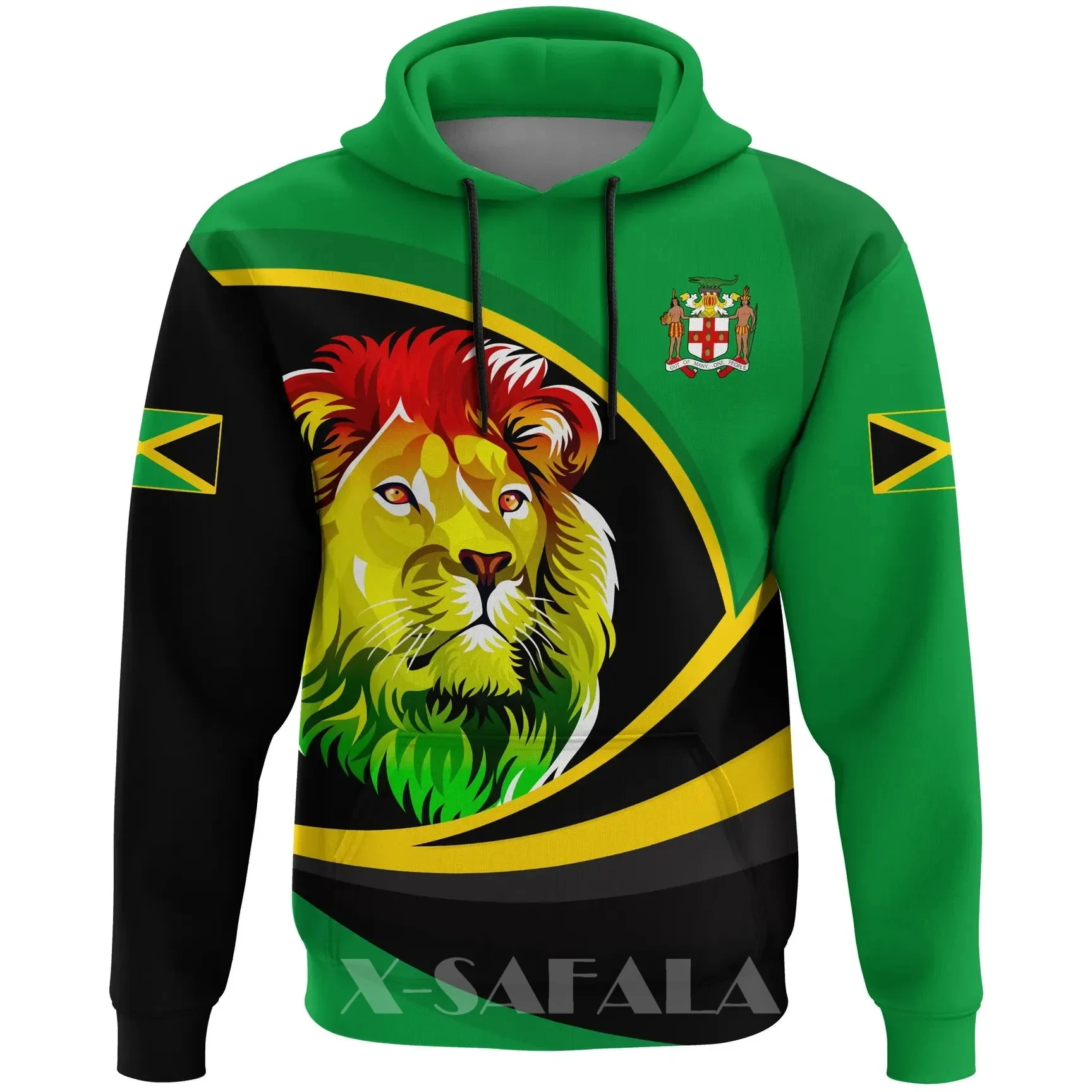 Толстовка Ямайка Zip Lion Rasta Active Country 3D полноразмерная толстовка с капюшоном мужская