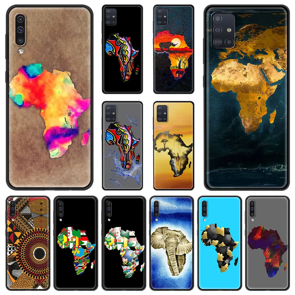 Чехол для телефона с рисунком карты Африки Samsung Galaxy A51 A71 A21S A12 A11 A31 A52 A41 A32 5G A72 A01 A22