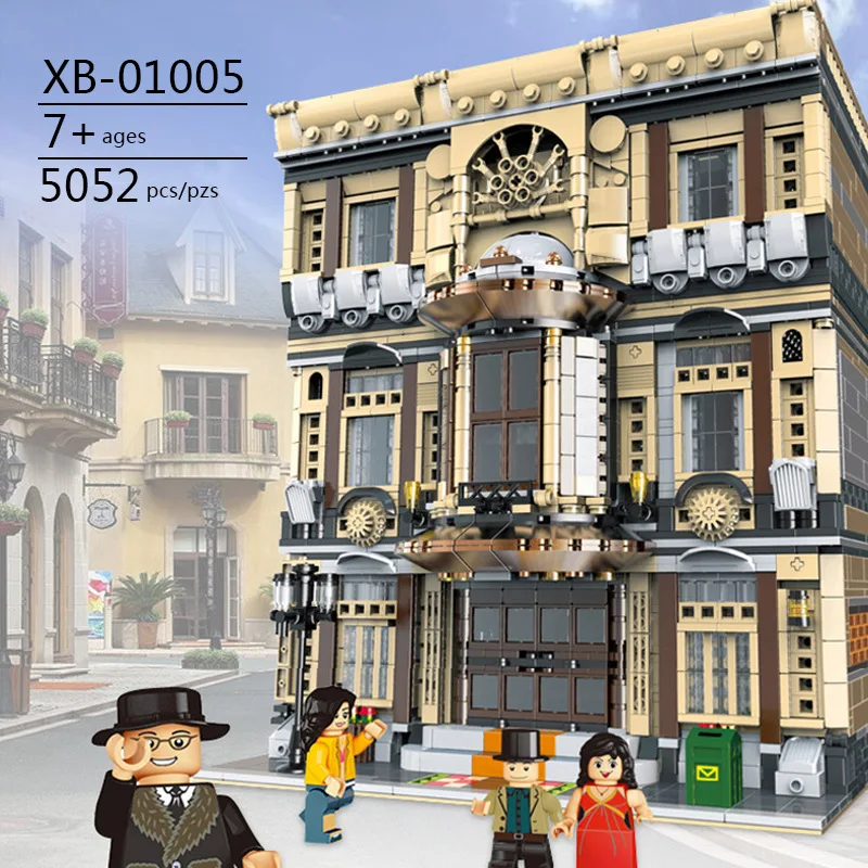 Город МОС Streetview серии brickstive Гавана кафе магазин велосипедов университета модель