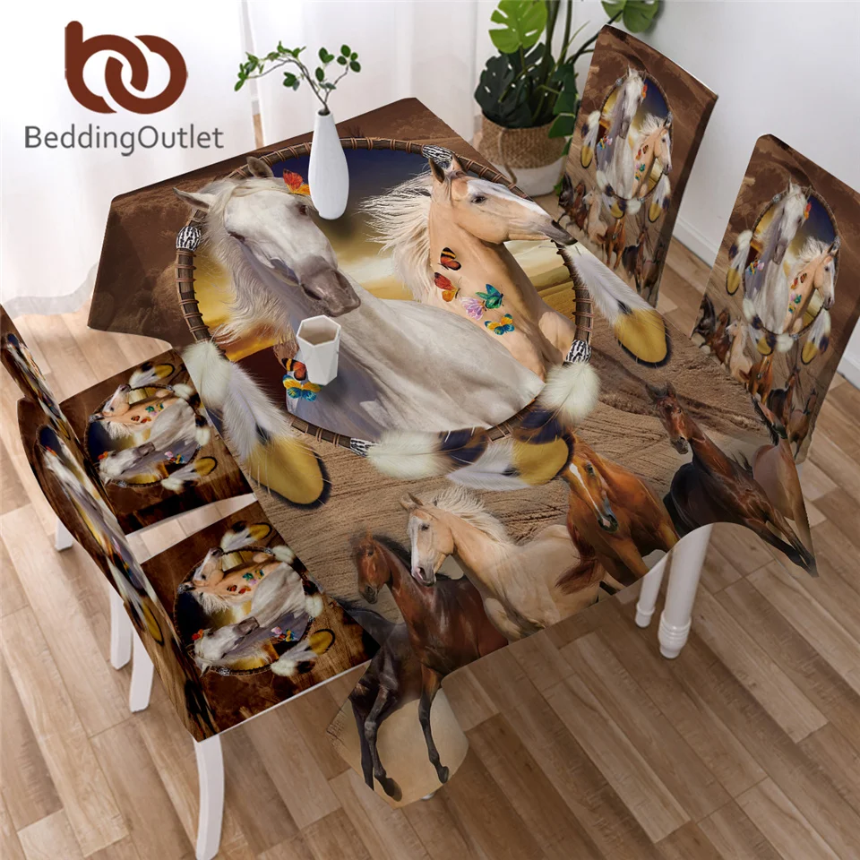 

BeddingOutlet Galloping Horse Tablecloth Wild Animal Waterproof Table Cloth 3D Printed Butterfly Decorative Table Cover Washable