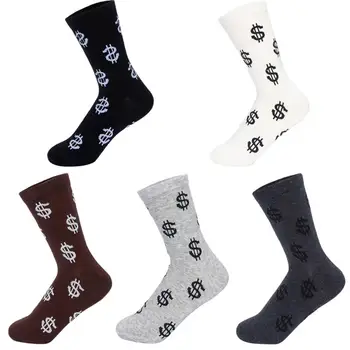 

Cotton Autumn Winter Long Socks for Men Dollar Symbol Mid-calf Length Socks Casual Casual Trick Warm Sock Ladies Dropshipping