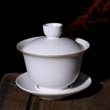Китайская чайная супница керамический гайвань матовый белый фарфоровый чайный набор 180 мл чайная кофейная чашка и блюдце набор