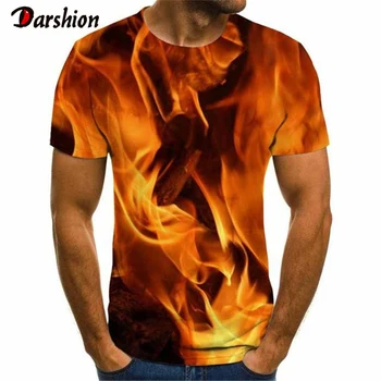 

2020 New Style 3D Red Flames Printed Tshirts Men Women Cool Pattern Streetwear 3D Fashion O-Neck Casual Short Sleeve