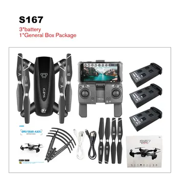 

S167 2.4G/5G WIFI FPV 720P/1080P HD Camera GPS 120 Degree Wide-angle Drone Foldable RC Four-axis Aircraft with Battery