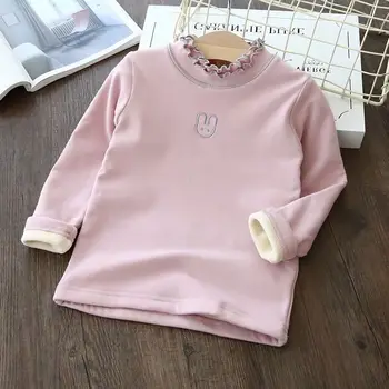 

2020 Autumn and Winter Girls Plus Velvet Sweater Winter Children Thicken Girls Tops Autumn Clothing Warm New Bottoming Shirt