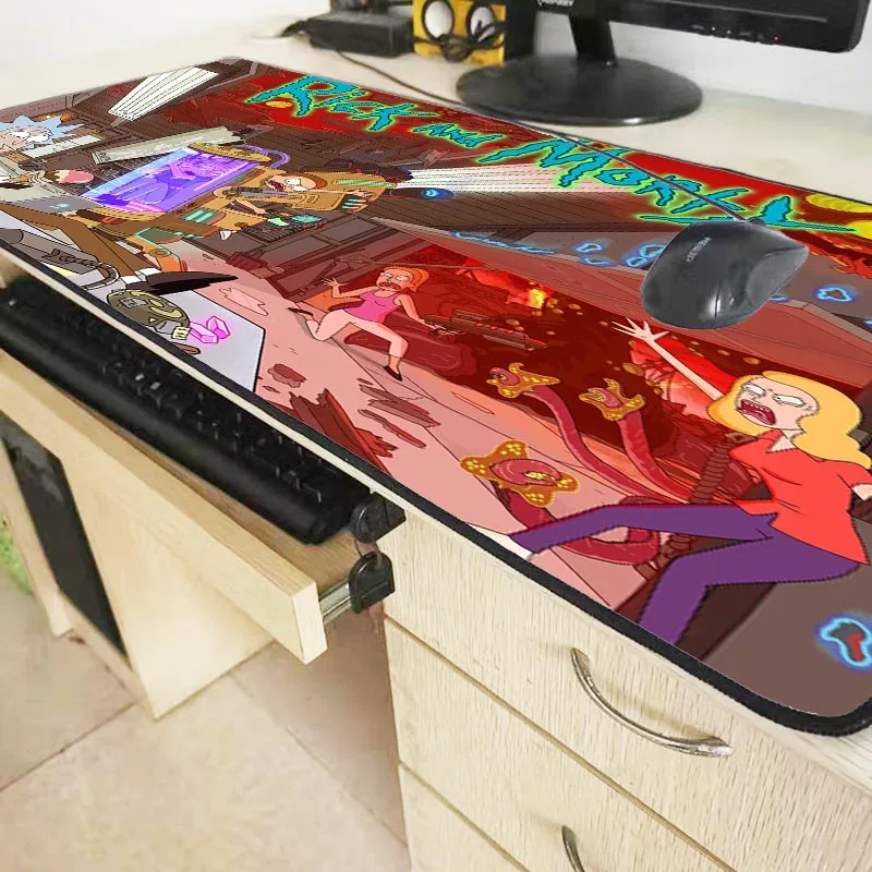 XGZ Rick and Morty Anime Large Gaming Mouse Pad Rubber PC Computer Gamer Mousepad Desk Mat Locking