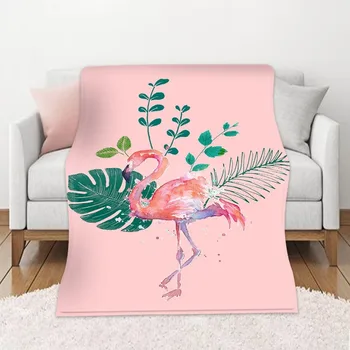 

DIY Custom Blanket Flamingo Autumn and Winter Warm Sofa Blanket Digital Printing Double-Sided Flannel Airable Blanket