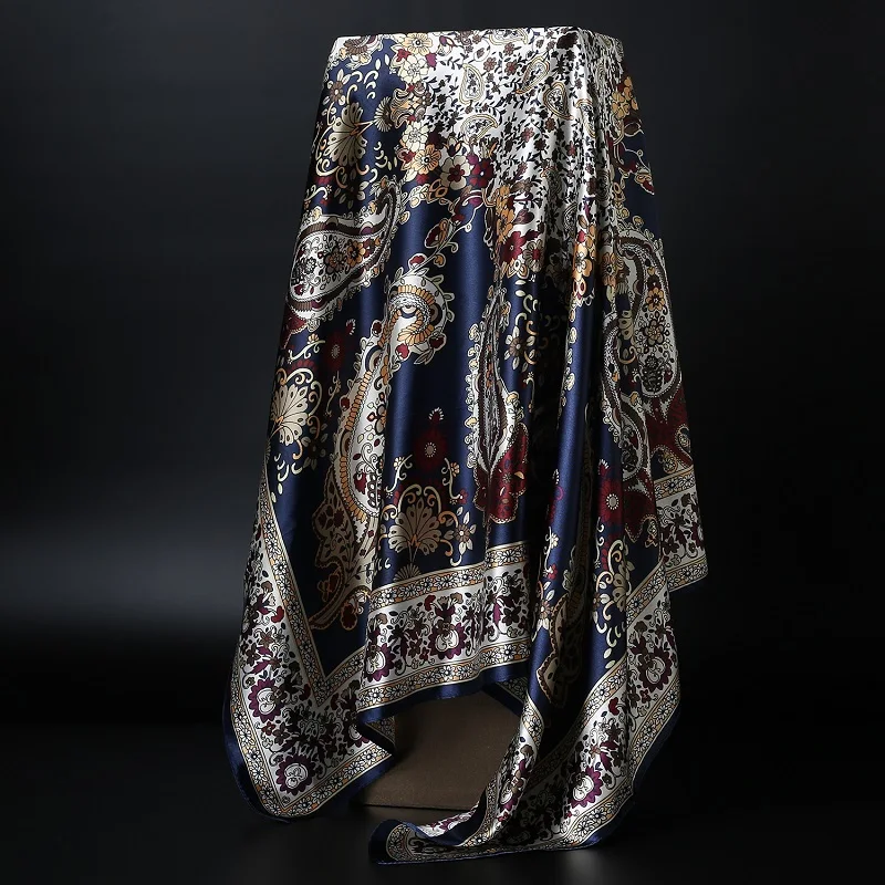 

Fashion Kerchief Hijab Scarf For Women Satin Silk Hair Scarfs Female Square Shawls Bandana For Head Scarves For Ladies Dropship
