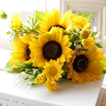 Simulation Small Sunflower Sun Flower Artificial Fake Bouquet Home Wedding Decoration Flowers Plastic Flower