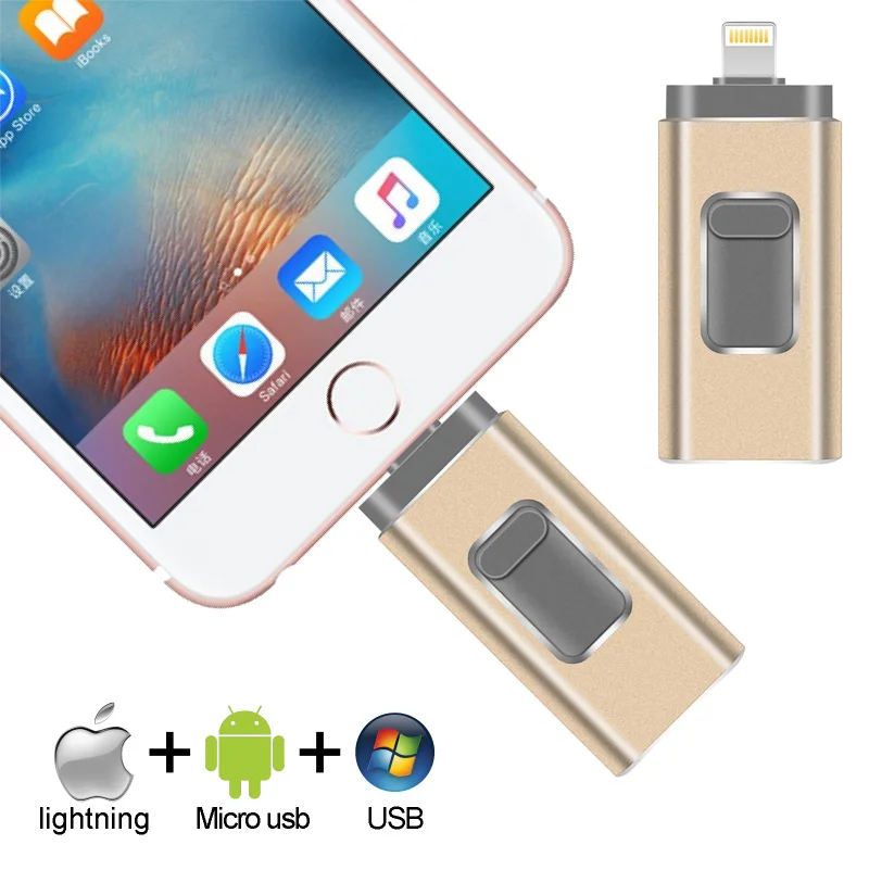 Флеш USB 3,0 для iPhone 6/7/8/X OTG накопитель, 64G 128G 256G Memoria externa Micro USB для iPad, iOS, Android, PC