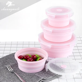 

Silicone Folding Bento Box Collapsible Portable Lunch Box for Food Dinnerware Food Container Bowl For Children Adult
