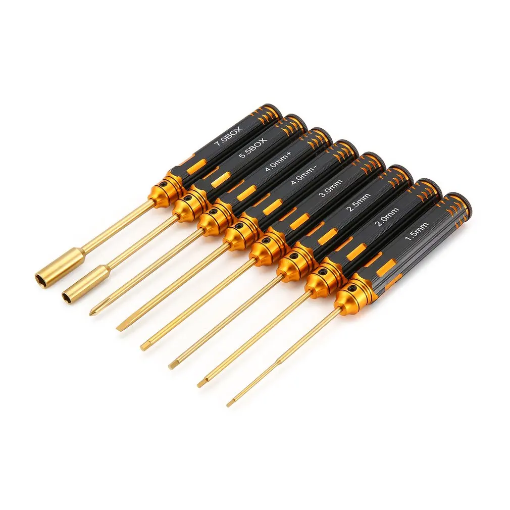 

8Pcs 1.5/2.0/2.5/3.0/5.5/7.0/4-/4+mm White Steel Hex Screwdriver Tool Kit for RC Helicopter Car Drone Model Repair Tools