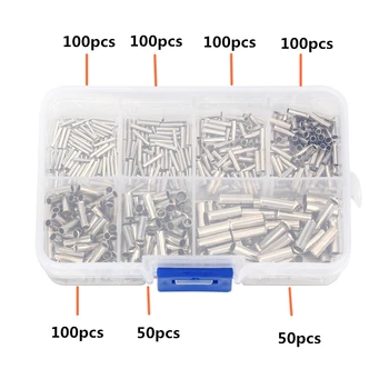 

600Pcs 0.5-6.0mm2 Uninsulated Copper Terminal Bootlace Ferrules Cord End Electrical Cable Crimp Terminals