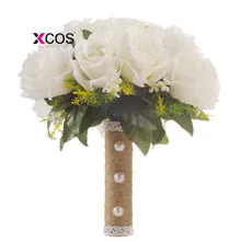 XCOS Свадебный букет ручной работы Искусственный цветок розы buque casamento Свадебный букет для свадебного украшения ramos de novia