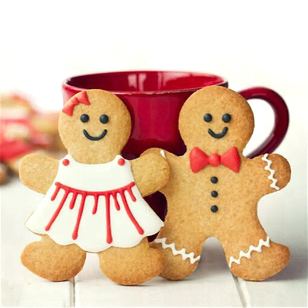2pcs New Christmas Cookie Cutter Tools Aluminium Alloy Gingerbread Men