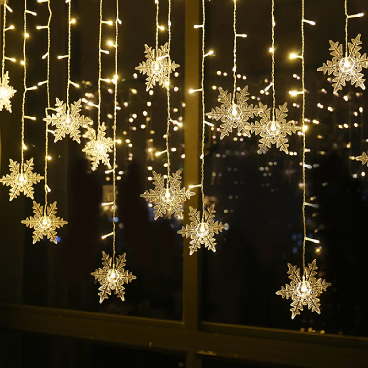Гирлянда, Рождественский светодиодный светильник для занавесок, гирлянда, сказочный светильник, снежинка, 96 Светодиодный, s 3,5 м, для улицы, праздника, вечерние, luces, светодиодный Декор, AC 220 В, EU