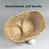 Round large bamboo wicker basket straw rattan handmade organizer baskets for storage bread fruit Laundry Panier Osier Picnic 5