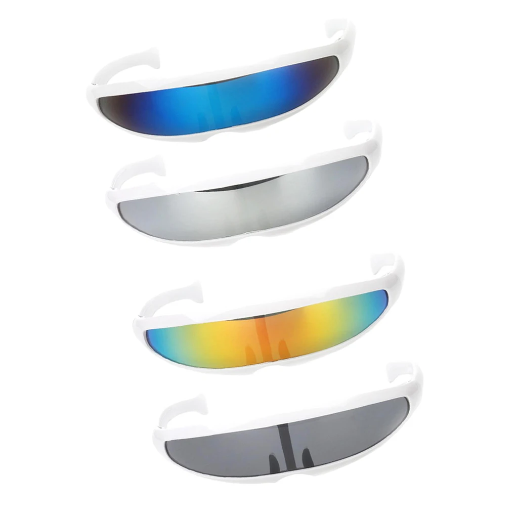 4pcs Gray Yellow Blue Alien Space Robot Cyclops Futuristic Cosplay Costume Novelty Women Men Sunglasses