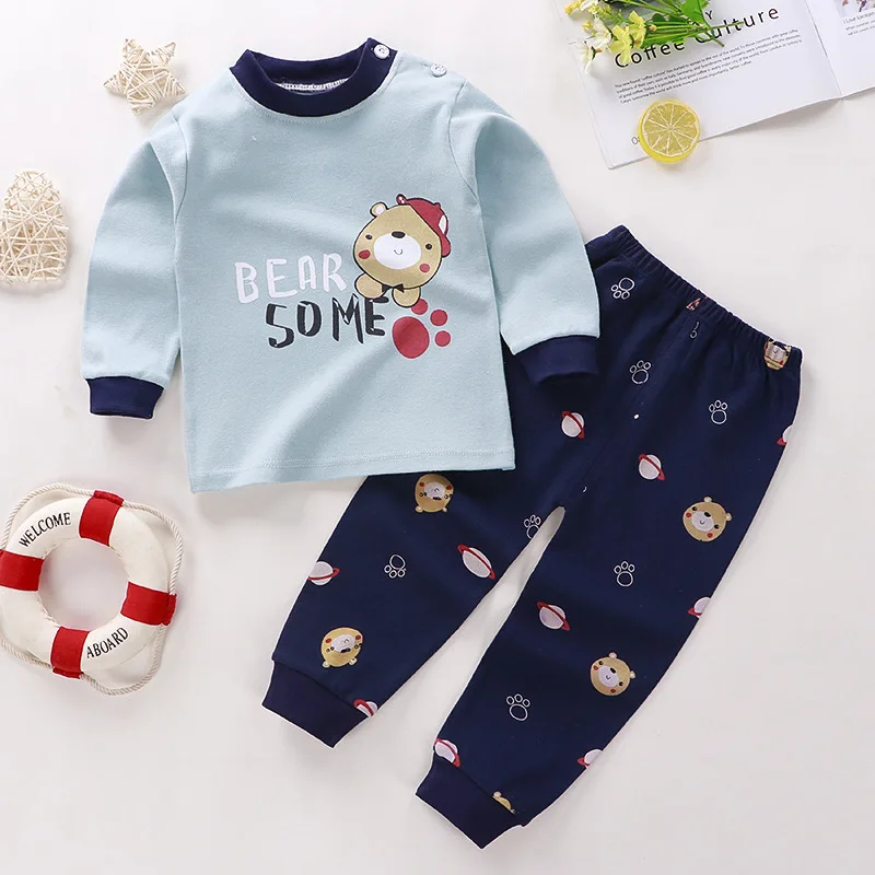 clothing kid suit 6M 12M 3T 5T Girls Pajama Sets Long Sleeve Girl Children's Set Cotton O-neck Sleepwear Kids Clothes Suit Toddler Rabbit Swan Cat children's clothing sets expensive